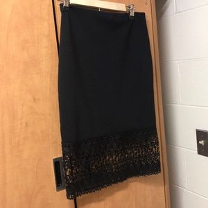 Classy Black Lace Bottom Pencil Skirt